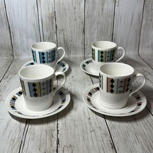 Ridgeway Potteries‎ Royal Adderley Fine Bone China Masquerade 4 Tea Cups Saucers